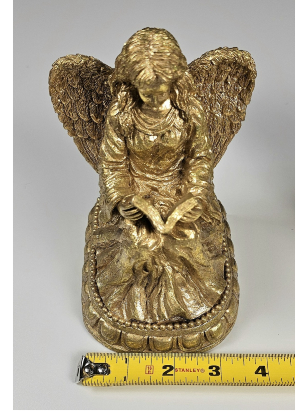 Vintage 1996 CBK Ltd Gold Reading Angels Bookends Pair Heavy Solid Resin Decor - Picture 10 of 12